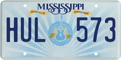 MS license plate HUL573