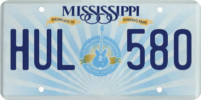MS license plate HUL580