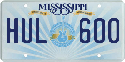 MS license plate HUL600