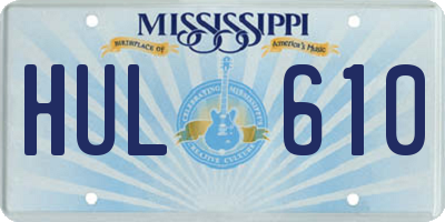 MS license plate HUL610