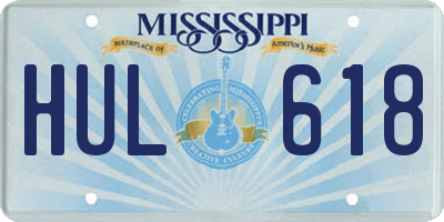 MS license plate HUL618