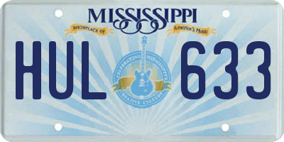 MS license plate HUL633
