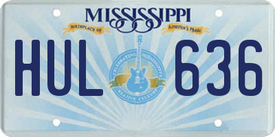 MS license plate HUL636