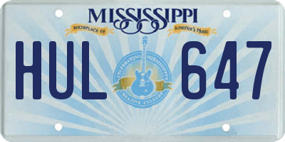 MS license plate HUL647