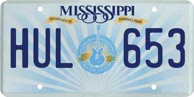 MS license plate HUL653