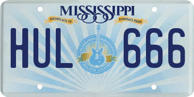 MS license plate HUL666