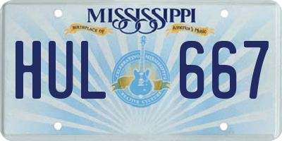 MS license plate HUL667