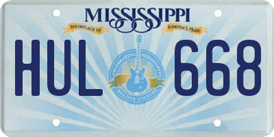 MS license plate HUL668