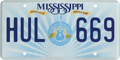 MS license plate HUL669