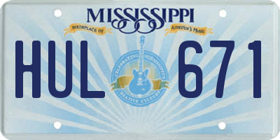 MS license plate HUL671
