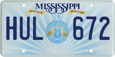 MS license plate HUL672