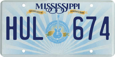 MS license plate HUL674