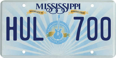 MS license plate HUL700