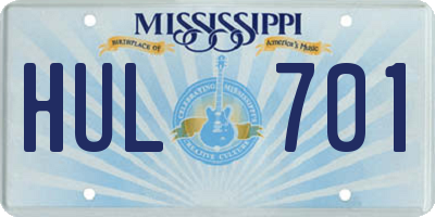MS license plate HUL701
