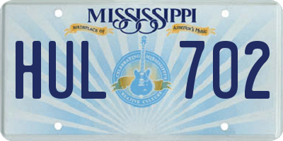 MS license plate HUL702