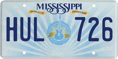 MS license plate HUL726