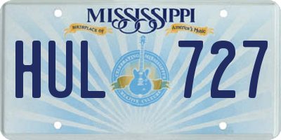 MS license plate HUL727