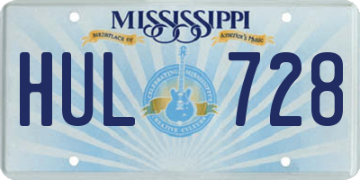 MS license plate HUL728