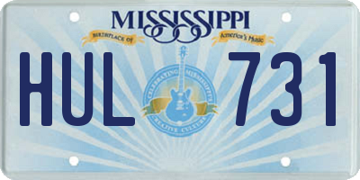 MS license plate HUL731