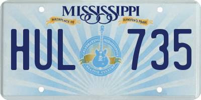 MS license plate HUL735