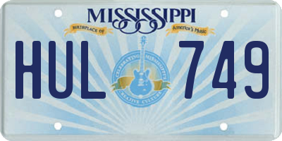MS license plate HUL749