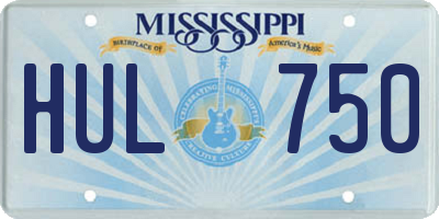 MS license plate HUL750