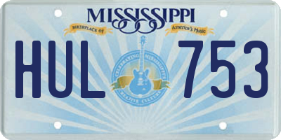 MS license plate HUL753
