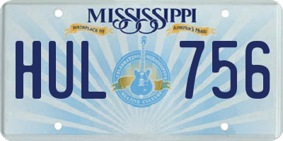 MS license plate HUL756