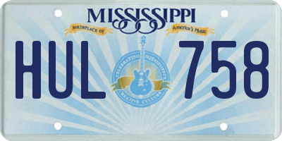 MS license plate HUL758