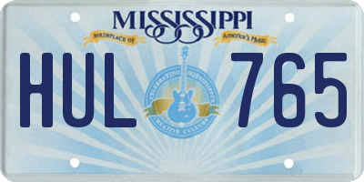 MS license plate HUL765