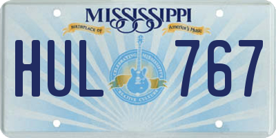 MS license plate HUL767