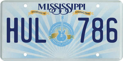 MS license plate HUL786