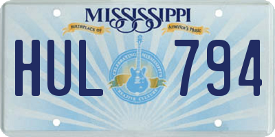 MS license plate HUL794