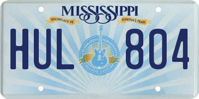 MS license plate HUL804
