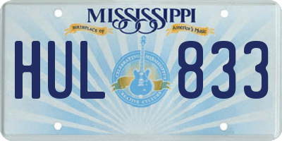 MS license plate HUL833