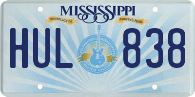 MS license plate HUL838