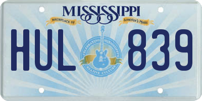MS license plate HUL839