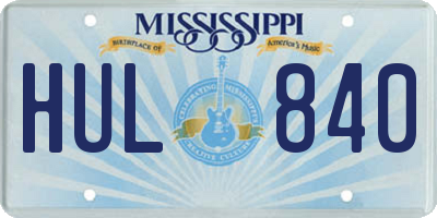 MS license plate HUL840