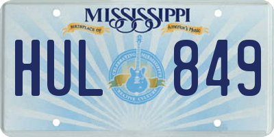 MS license plate HUL849