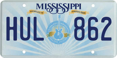 MS license plate HUL862