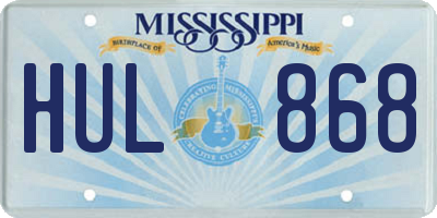 MS license plate HUL868