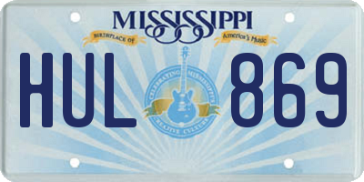 MS license plate HUL869