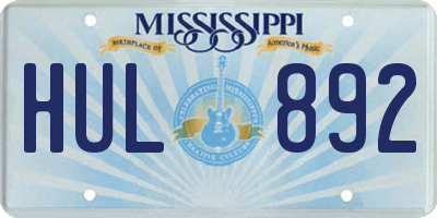 MS license plate HUL892