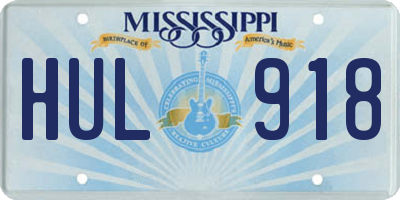 MS license plate HUL918
