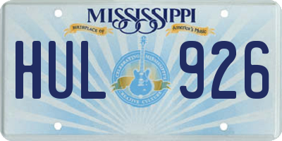MS license plate HUL926
