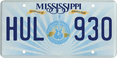 MS license plate HUL930