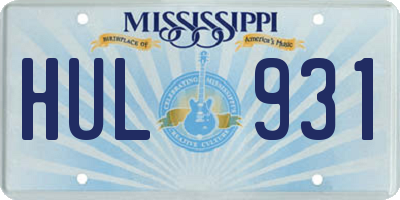 MS license plate HUL931