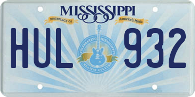 MS license plate HUL932