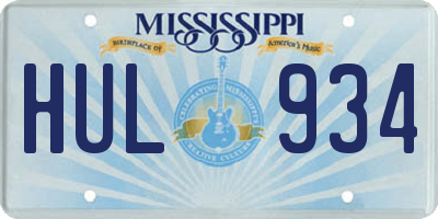 MS license plate HUL934