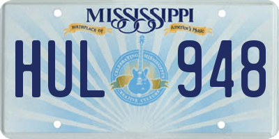 MS license plate HUL948